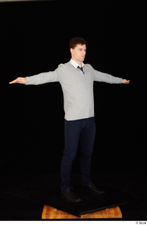 Tomas Salek black shoes blue trousers business clothing dressed grey sweater standing t-pose tie white t shirt whole body 0008.jpg